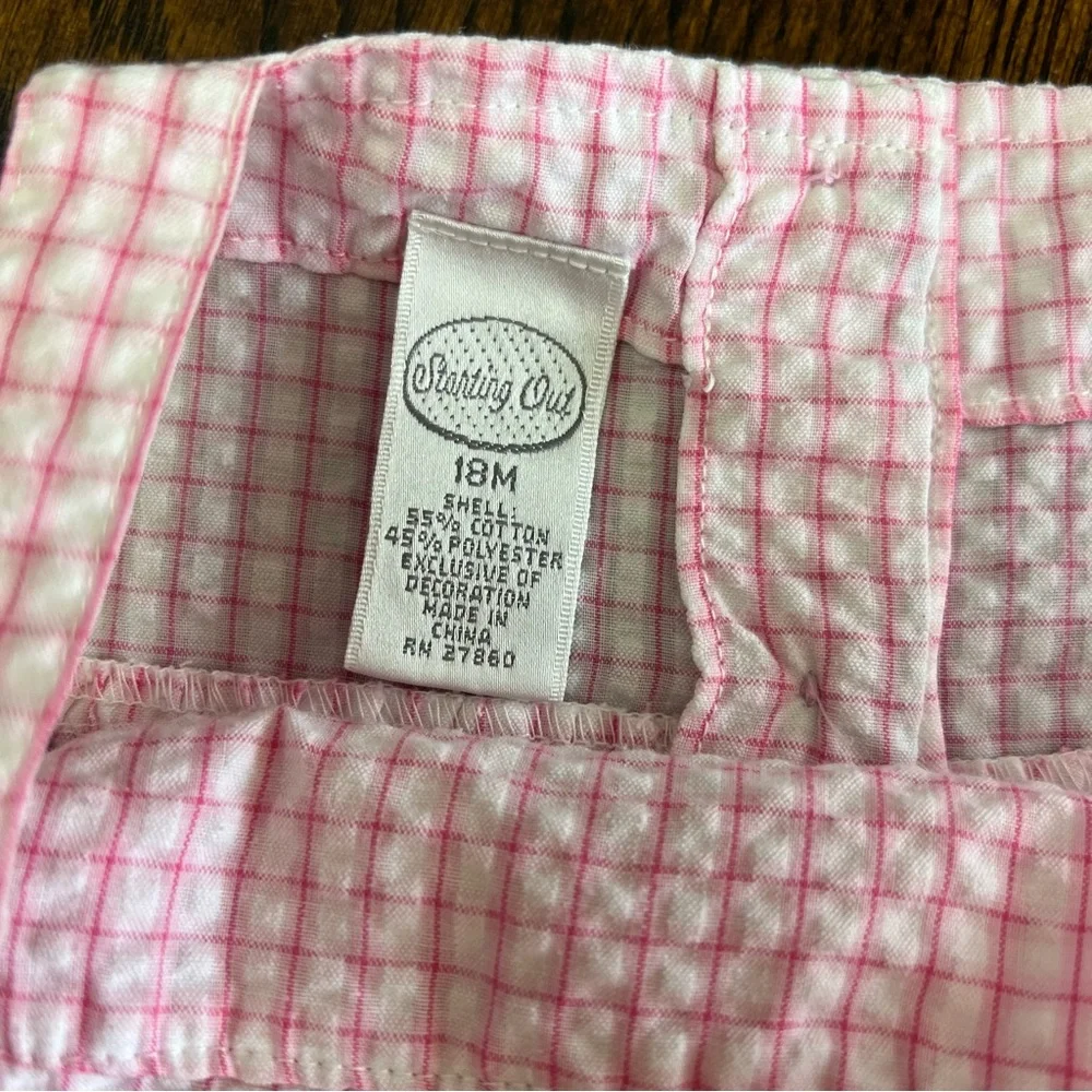 Starting Out Gingham Seersucker Ruffle Top Bloomers Toddler Size 18 Month Pink